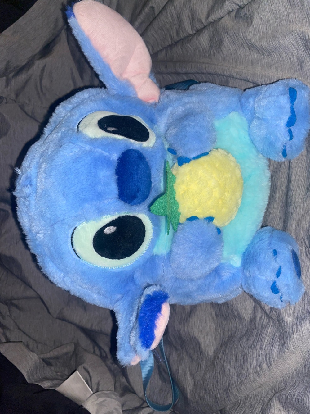 Disney Blue Stitch Plush Backpack with Yellow Pineapple